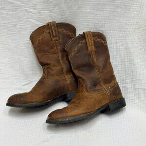 Ariat Brown Leather Boots Cowgirl Heritage Roper Riding Boots